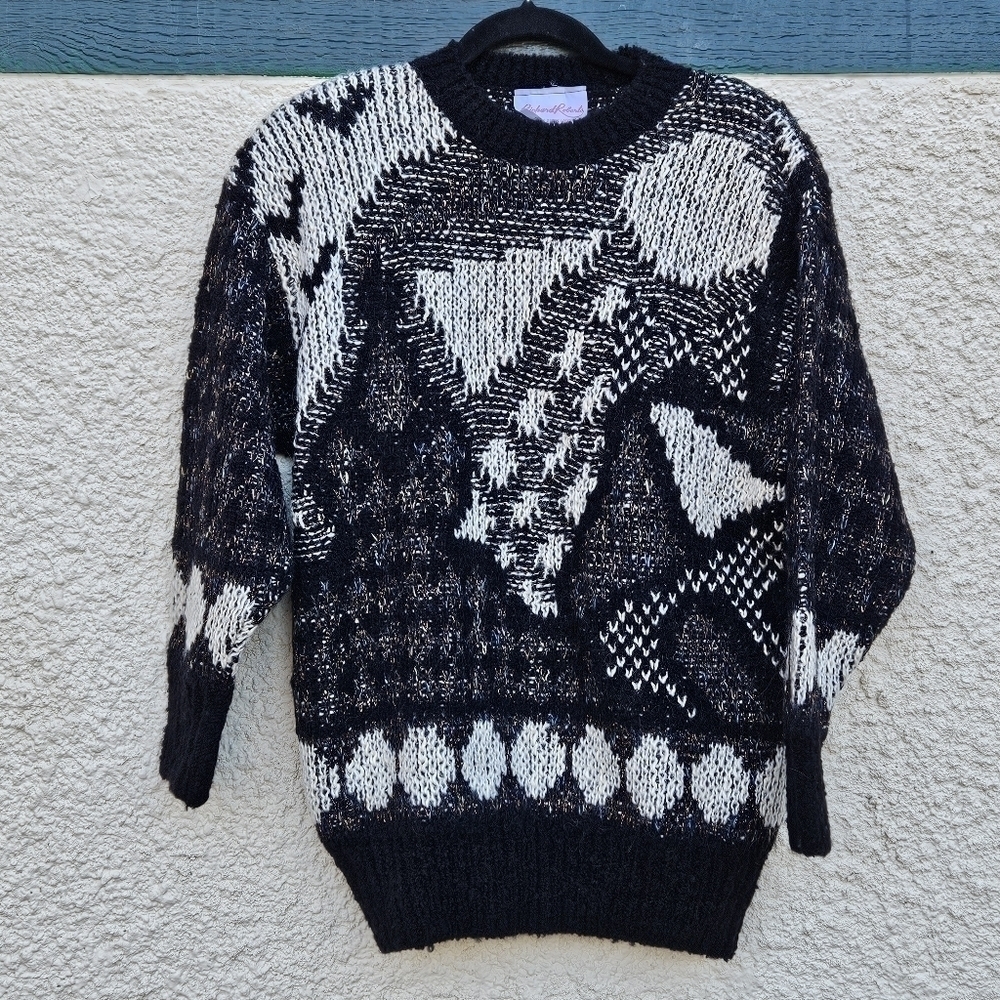 Richard Roberts retro 80s abstract metallic wool-blend sweater large